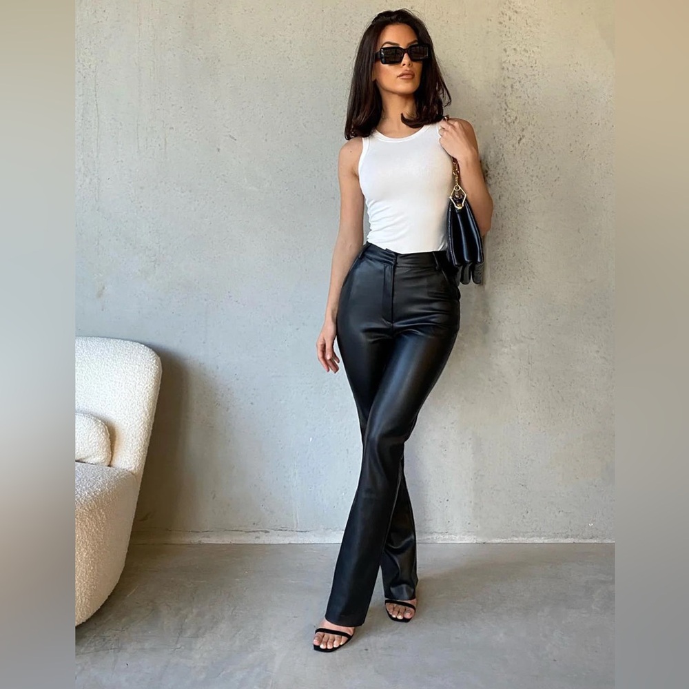 MESHKI TYRA Straight Leg Faux Leather Pants Small NWT